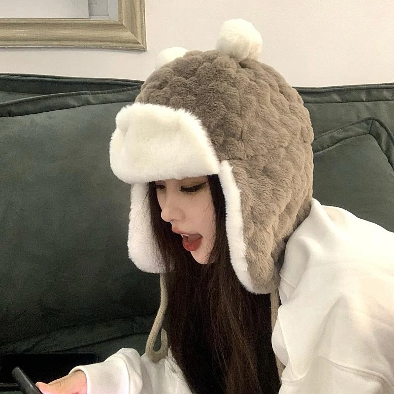 2023冬季帽子女韩版百搭保暖护耳雷锋帽女可爱显脸小骑车东北帽潮
