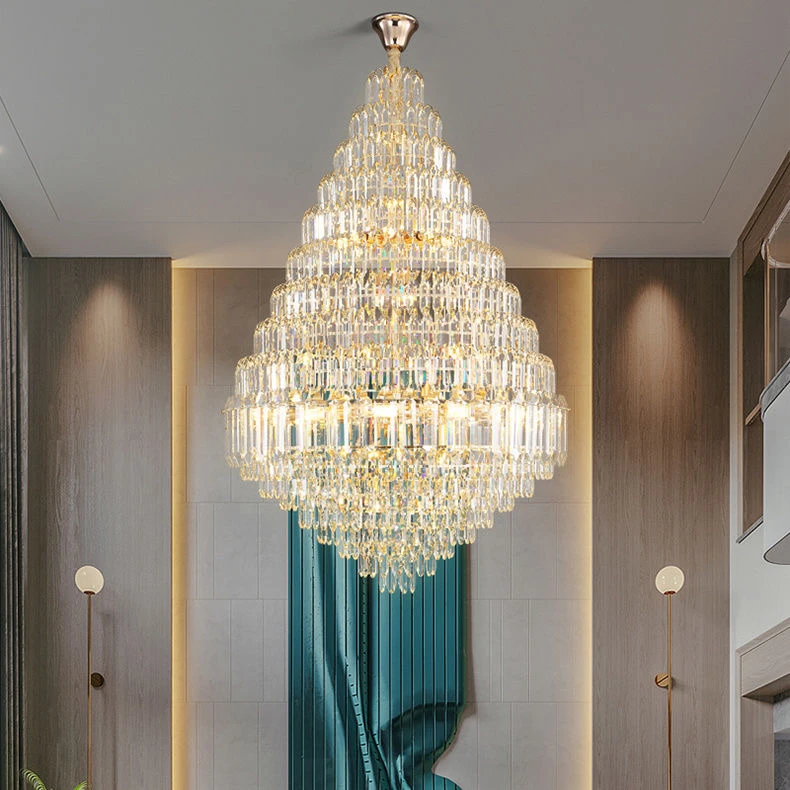 复式楼大吊灯客厅灯别墅跃层挑空楼中楼酒店大堂后现代轻奢水晶灯