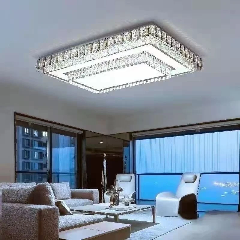 轻奢客厅灯现代简约水晶吸顶灯led长方形大气奢华大厅房间灯