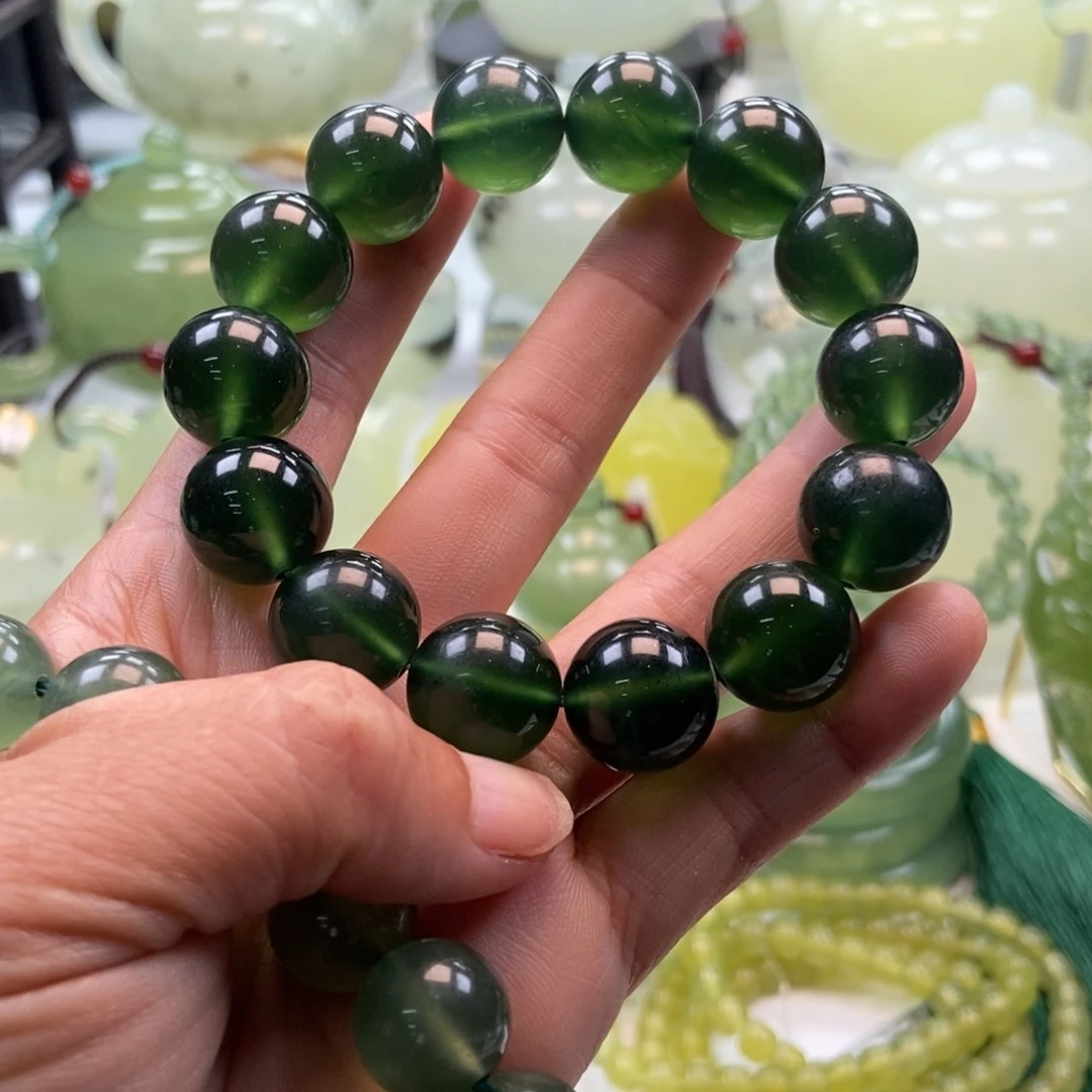 蛇纹石玉手链未镶嵌愚*