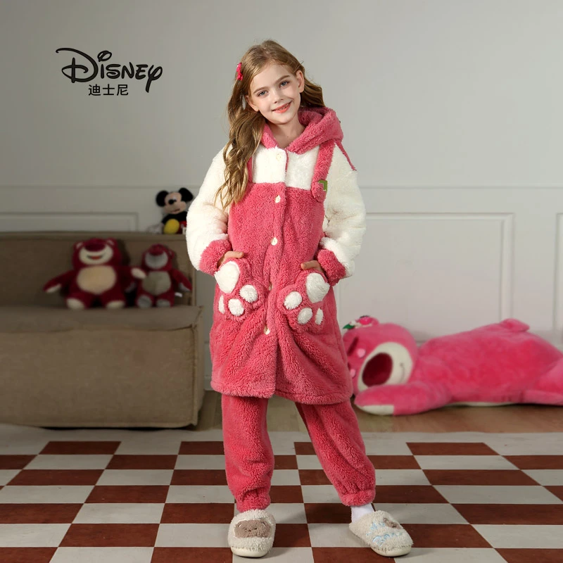 Disney/迪士尼女孩珊瑚绒加绒加厚保暖睡衣秋冬季亲子家居服童款
