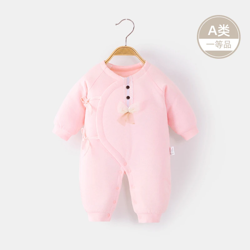 新生婴儿衣服秋冬季夹棉保暖哈衣可爱初生宝宝秋冬装和尚服连体衣