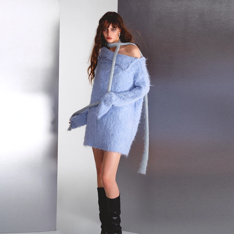 OfAkiva “苏黎世的早晨”马海毛oversize廓形两穿法毛衣