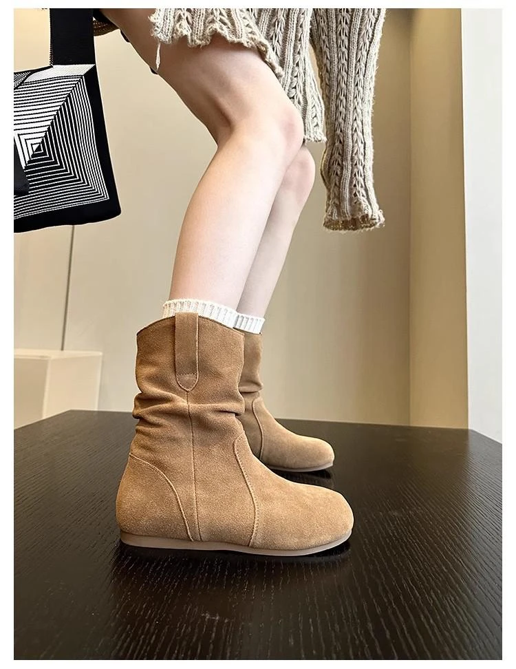 2024平底复古马丁靴短靴中筒单靴秋冬瘦瘦靴韩版英伦风短筒百搭