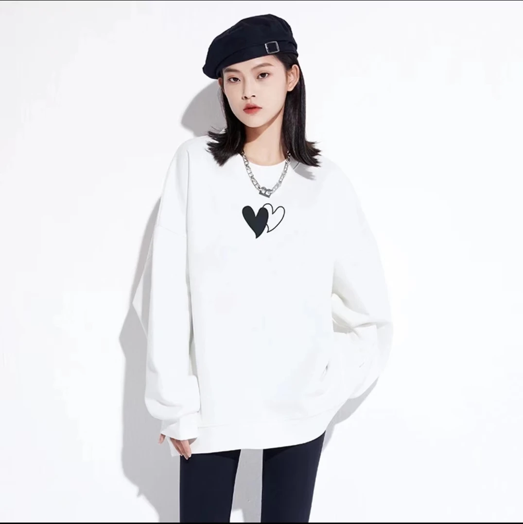 国潮新款男女同款运动休闲百搭圆领卫衣-双心