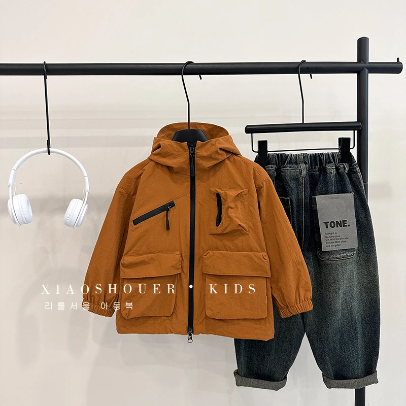 【小首尔】现货-儿童韩版潮流防风连帽外套秋季宽松上衣hbb2303