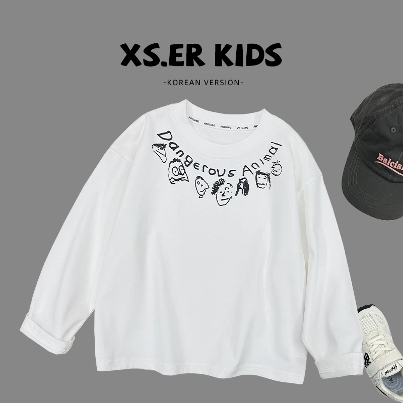 【小首尔】男童韩版潮流印花T恤秋休闲百搭宽松上衣HBB5858