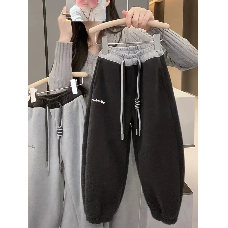 【小首尔】现货-qc7男童韩版休闲撞色卫裤冬季加绒加厚裤子HBB6146