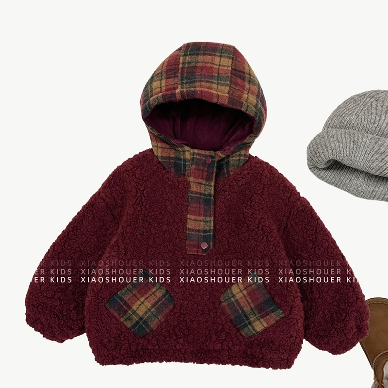 【小首尔】现货-qc7男童安可拉红卫衣棉服连帽冬季保暖加厚HBB6598