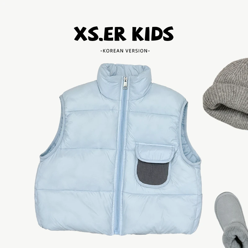 【小首尔】现货-qc男女童森系棉马甲保暖加棉加厚无袖上衣SJ4411