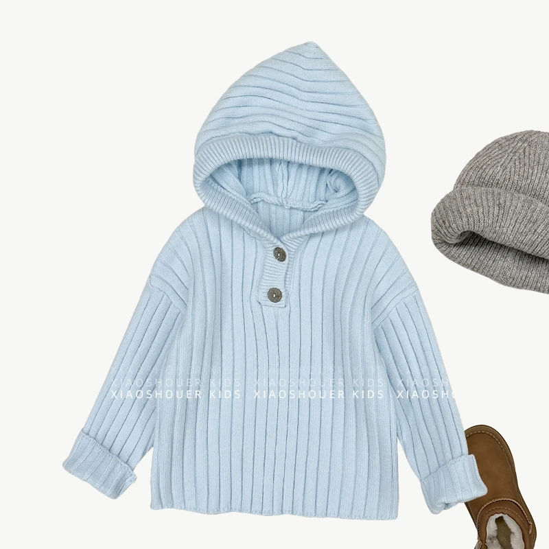 【小首尔】现货-qc4男童韩版简约休闲连帽毛衣秋季针织上衣HBB6064