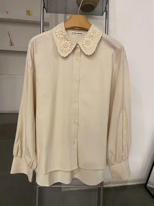 韩国小众蕾丝娃娃领小衫