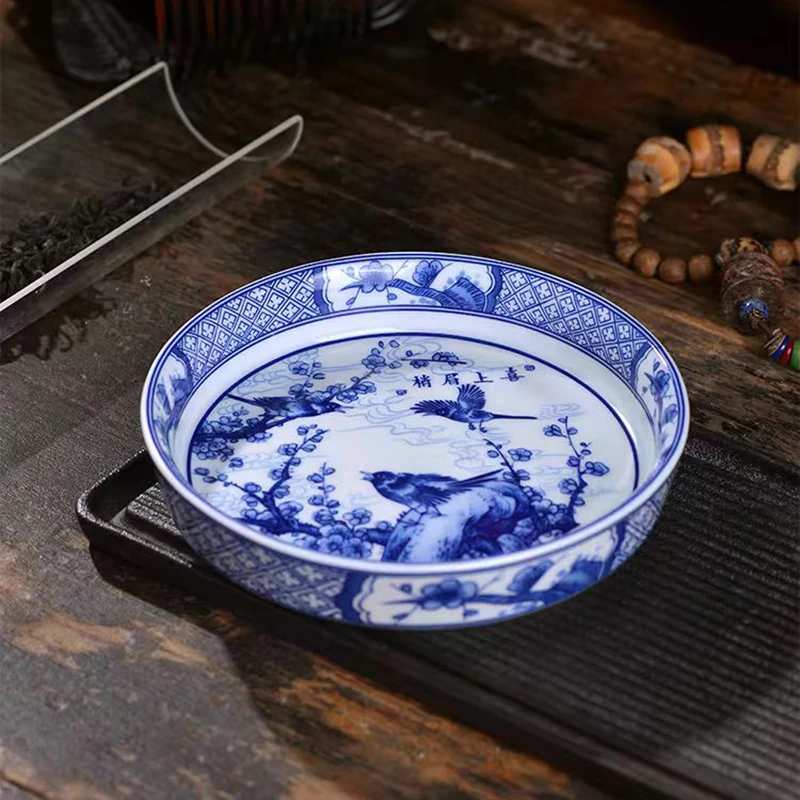 景德镇陶瓷泡台青花喜上眉梢干泡台壶承茶盘茶壶壶托家用功夫茶具