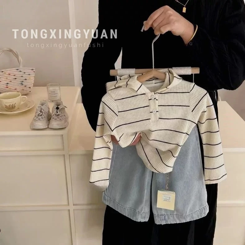 女童秋季新款套装韩版女宝宝条纹连帽上衣阔腿休闲裤两件套