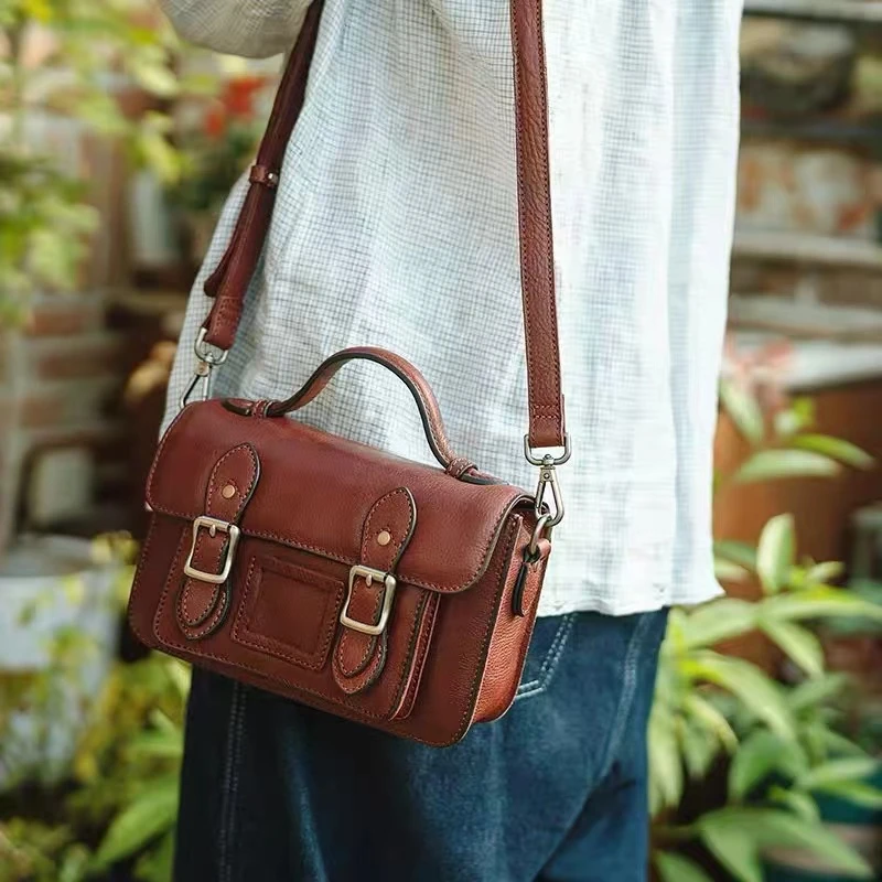 万东复古进口头层牛皮手拎单肩斜挎真皮百搭休闲时尚女士