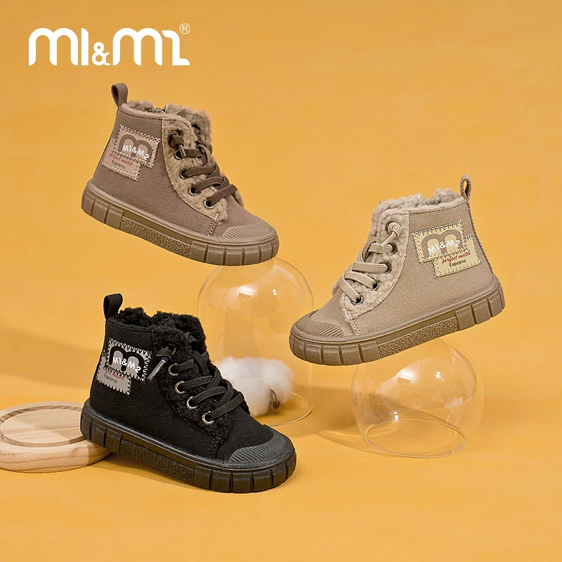 【专柜款】M1&M2秋冬加绒男女宝仿羊羔毛保暖帆布马丁高帮棉鞋