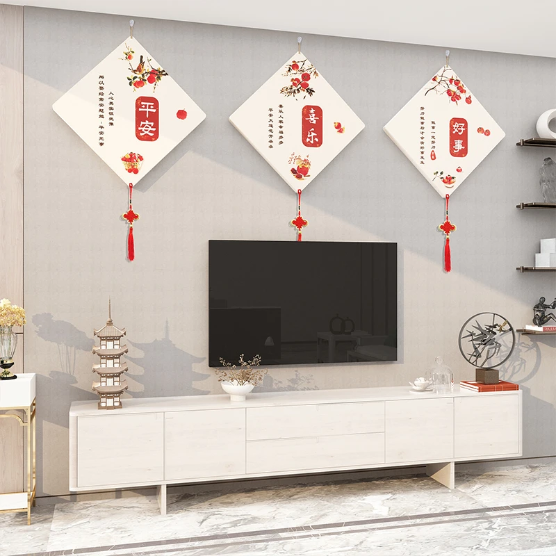 【小扬哥甄选】新中式影电视机背景墙面装饰品挂件壁画2023新款贴