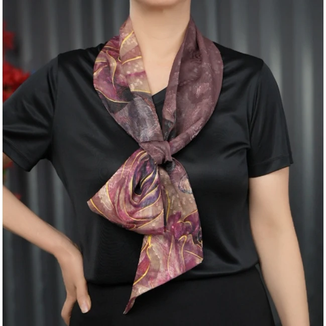 【罗纹缎耳朵巾】春秋必备时尚洋气印花耳朵巾百搭气质多用途丝巾