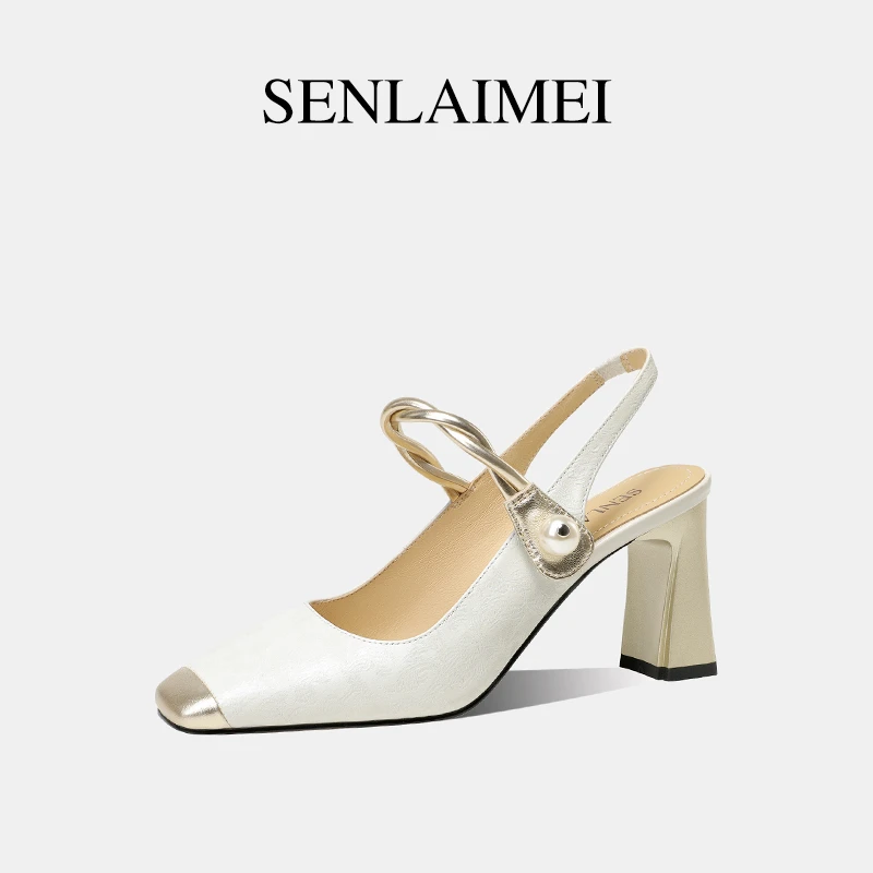 牛皮/6CM 2024夏季新款时尚气质粗跟高跟鞋-8530