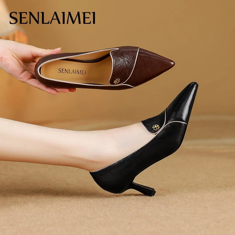 跟高6cm/8664/法式真皮/羊皮鞋子时尚高跟鞋女尖头鞋春秋气质款