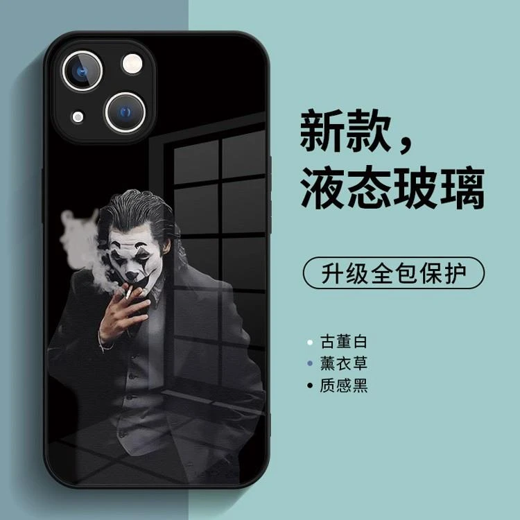 适用于苹果华为小米oppovivo新款欧美个性小丑液态玻璃手机壳手机