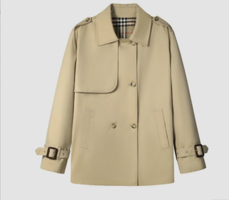 2024气质轻奢简约百搭连帽风衣三防面料V33809