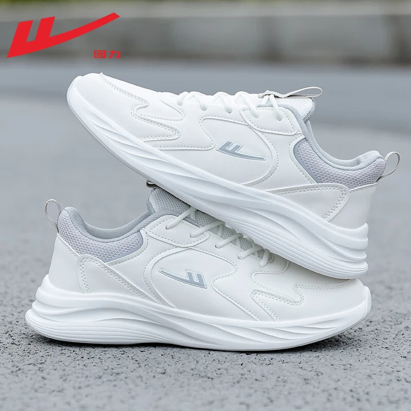 Warrior/回力男鞋2025春季皮面防水跑步鞋男轻便运动鞋休闲白鞋男