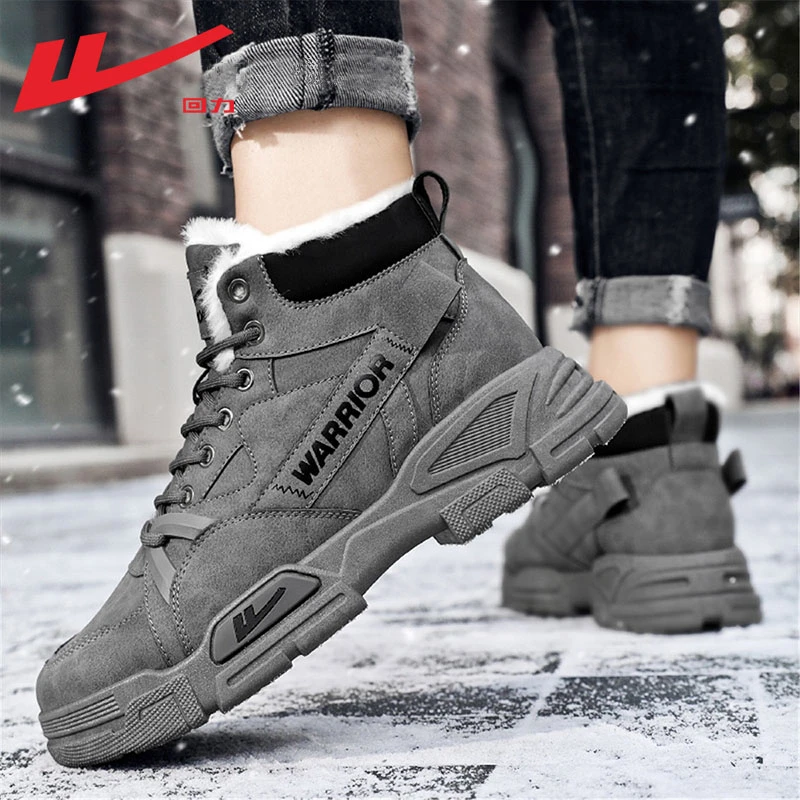 Warrior/回力棉鞋男冬季加绒加厚马丁靴男防风保暖外穿雪地靴男款