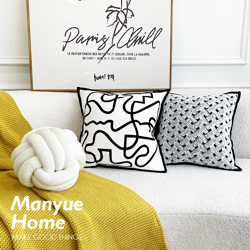 现代抽象客厅样板间抱枕靠垫抱枕套不含芯榻榻米网红腰枕靠枕