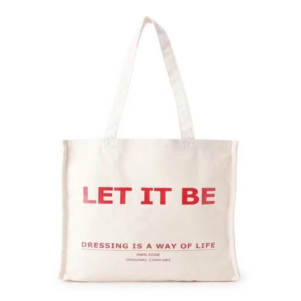 白色女士托特包印花环保单肩布包肩包时尚休闲百搭简约学生文艺