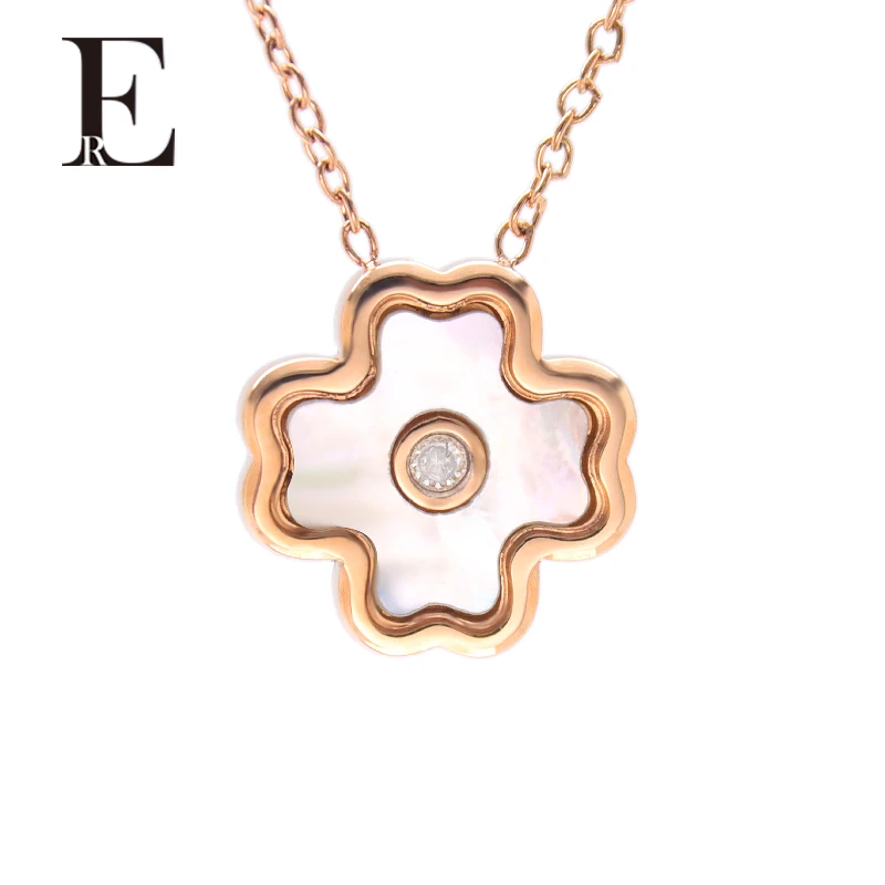 ER珠宝I Diamond-Clover幸运草天然钻石项链南非钻石国检证书认证