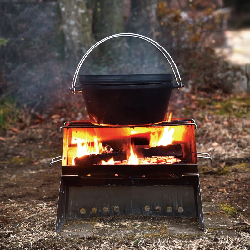 日本UNIFLAME Wood Grill 焚火台户外露营野餐不锈钢柴火炉solo