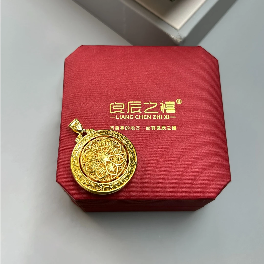 吊坠足银 【良辰之禧】旋转八宝罗盘吊坠古法挂坠