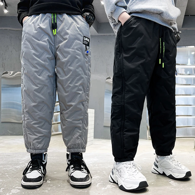 男童棉裤青少年大码加绒裤子中学生儿童装时尚韩版男孩子冬装长裤