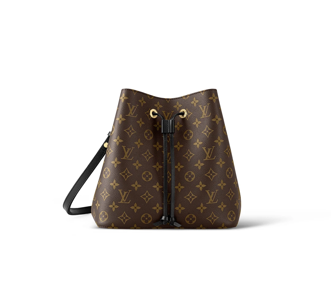 99新 LouisVuitton/路易威登 老花抽绳 黑色水桶包单肩斜挎包98新