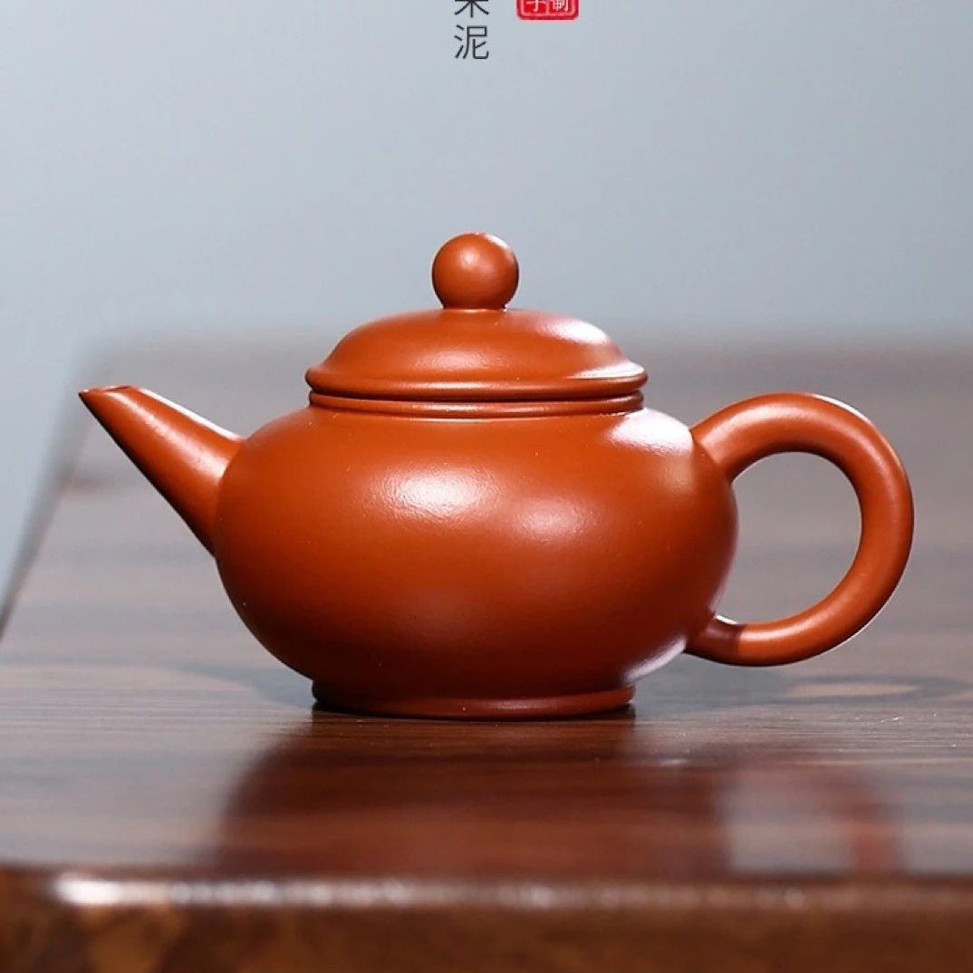 （方福铭）紫砂壶家用小容量原矿朱泥水平壶130cc泡茶壶功夫茶壶