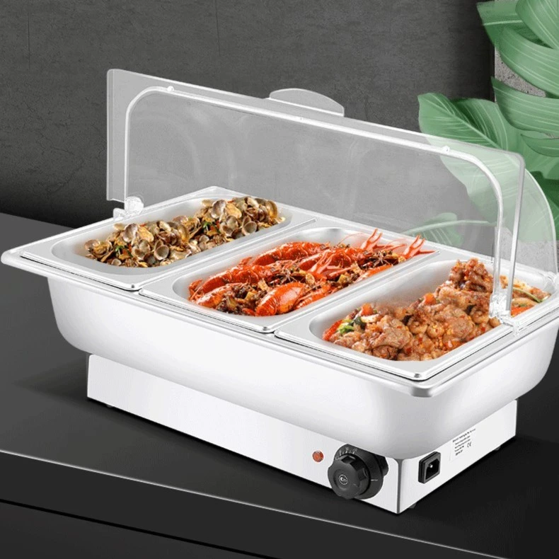 电加热自助餐炉 可视翻盖布菲炉 不锈钢保温锅酒店早餐展示保温台