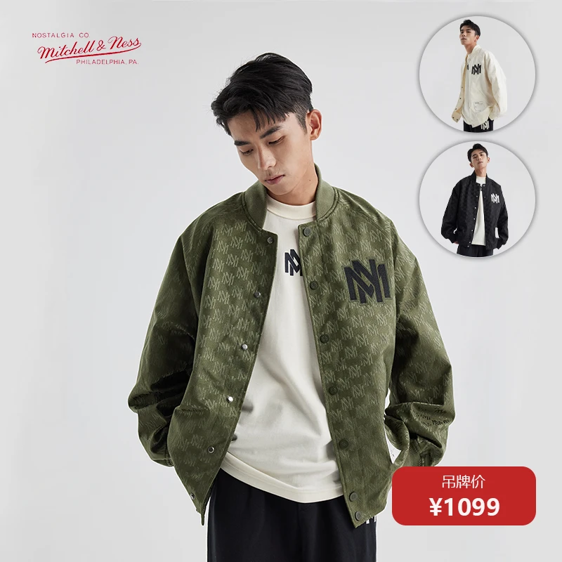 Mitchell&Ness MN1904男女提花立领夹克薄款休闲宽松短款外套潮流