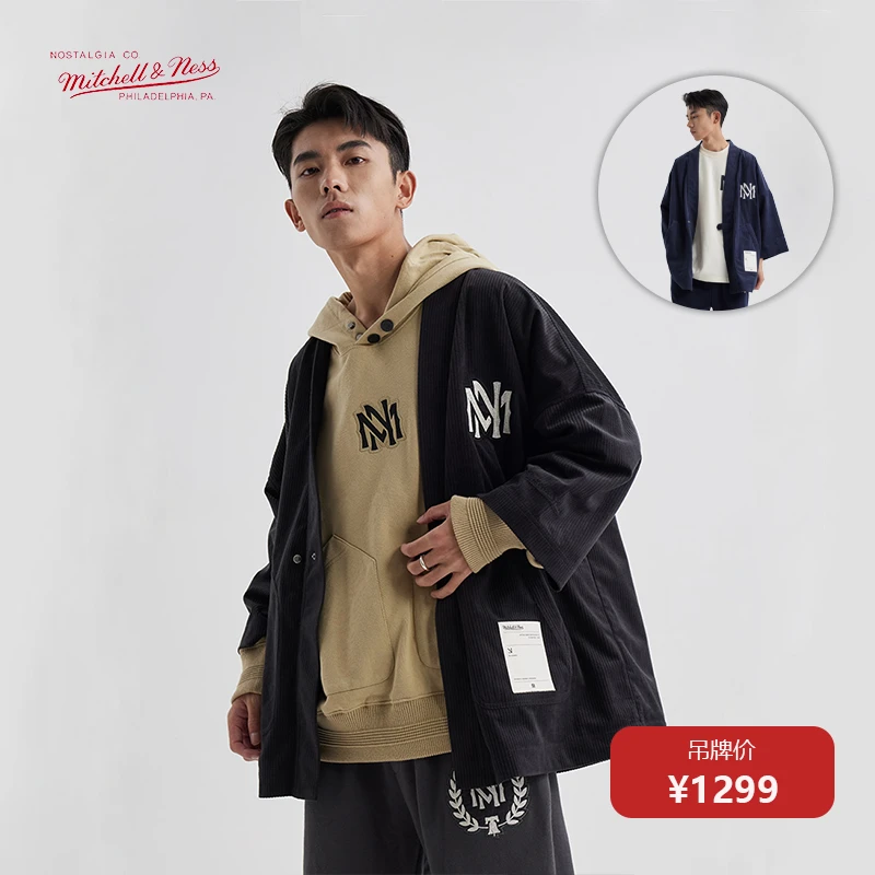 Mitchell&Ness MN1904灯芯绒刺绣外套男女薄款宽松休闲夹克潮流