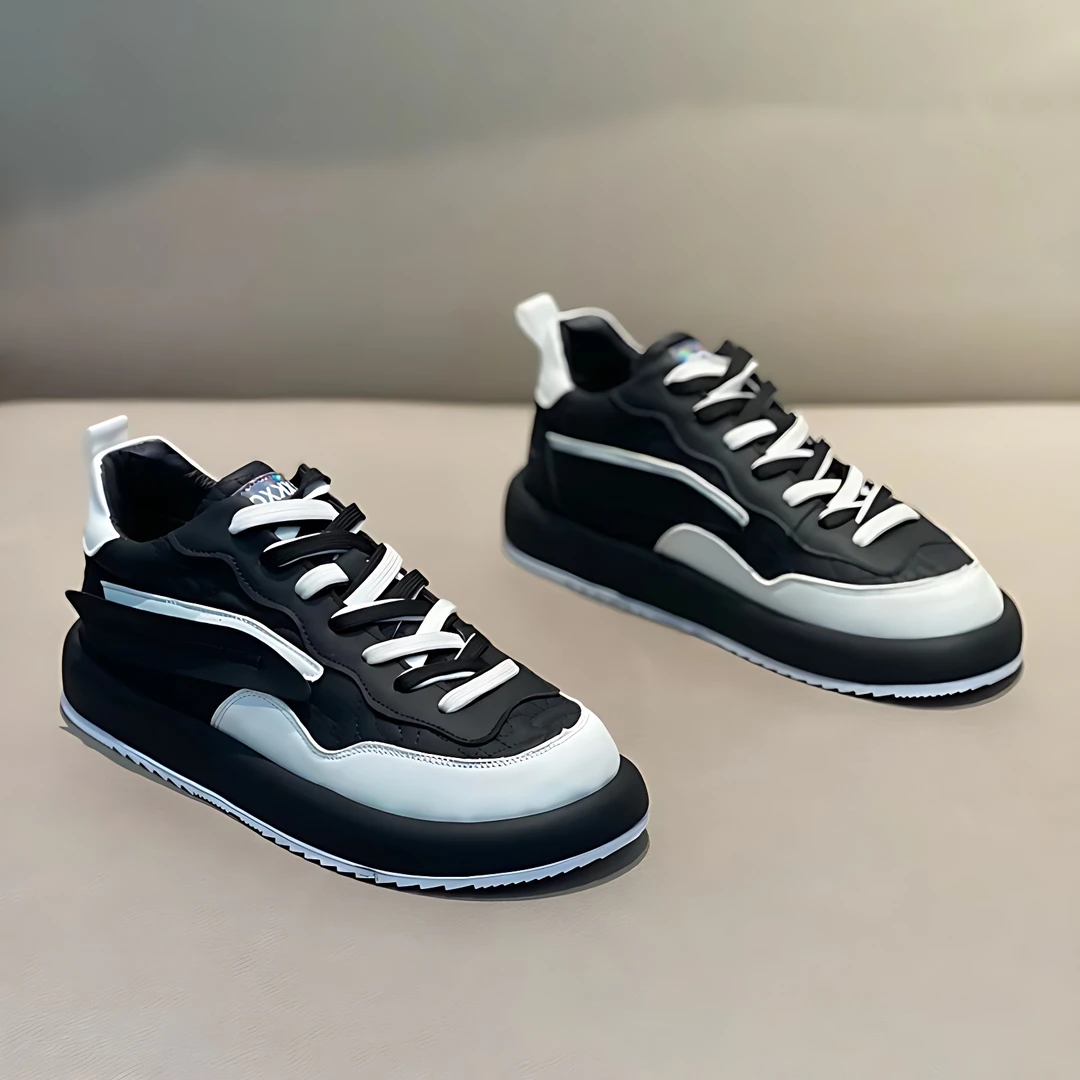 男鞋冬季款男士运动休闲鞋厚底舒适圆头潮鞋时尚百搭潮流鞋子男款