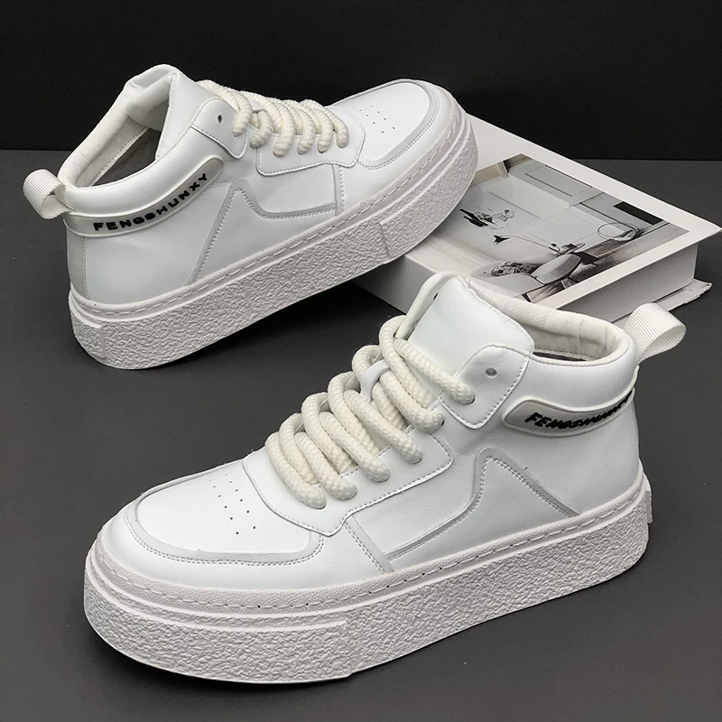 潮牌男士鞋子男款冬季韩版休闲男鞋高帮皮潮鞋青春时尚百搭板鞋