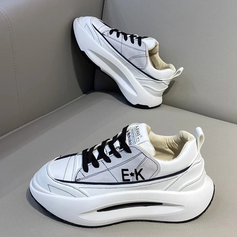 潮牌休闲男鞋2023秋季新款低帮厚底增高男士鞋子男款百搭老爹鞋男