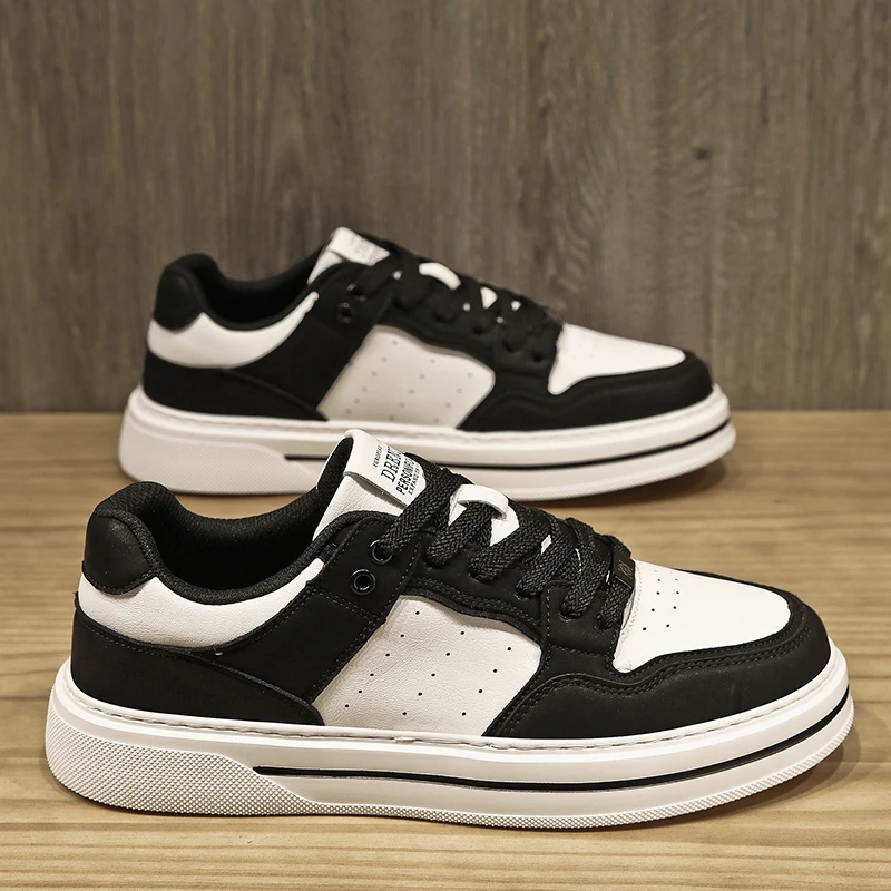 男士皮鞋男款2023新款爆款秋季厚底休闲板鞋百搭男鞋时尚鞋子男款