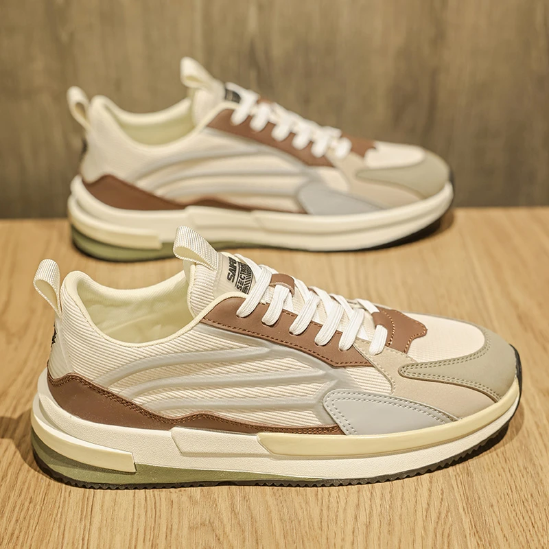 轻奢男士休闲鞋子男款秋季潮流百搭拼色时尚男鞋厚底增高老爹鞋男