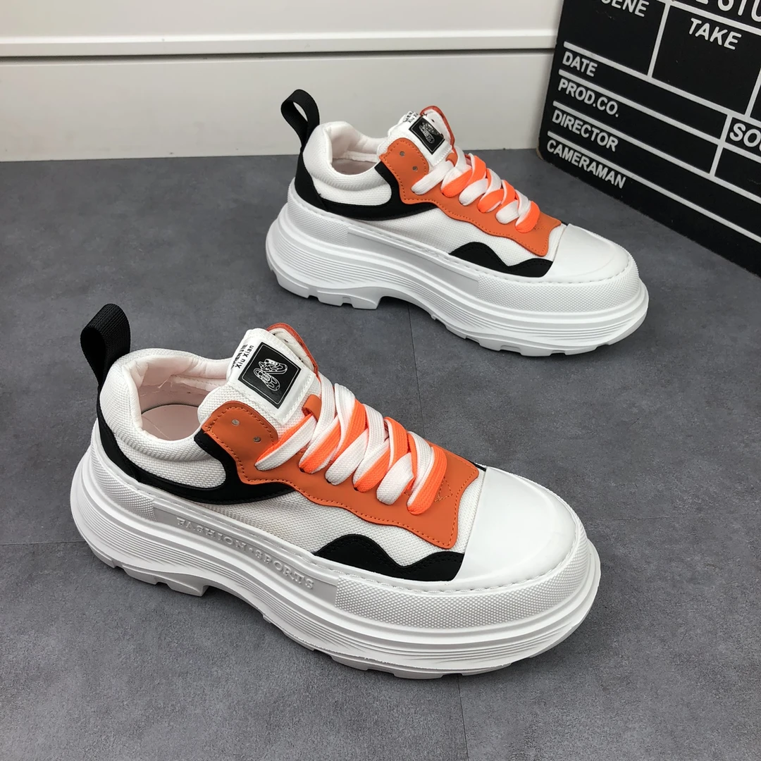 夏季网面鞋子男款透气厚底休闲鞋松糕鞋男时尚帆布鞋网红潮流男鞋