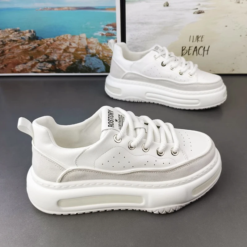 秋季新款皮面鞋子男款时尚休闲男鞋百搭阿甘鞋厚底耐磨增高休闲鞋