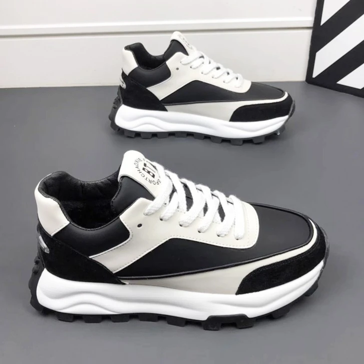 2023冬季新款保暖时尚休闲男鞋百搭厚底老爹鞋子男款潮流轻奢男鞋