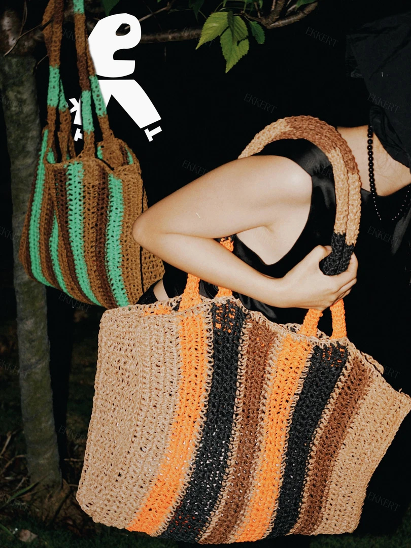 止买EKKERT·《波西米亚狂想》手工条纹草编包