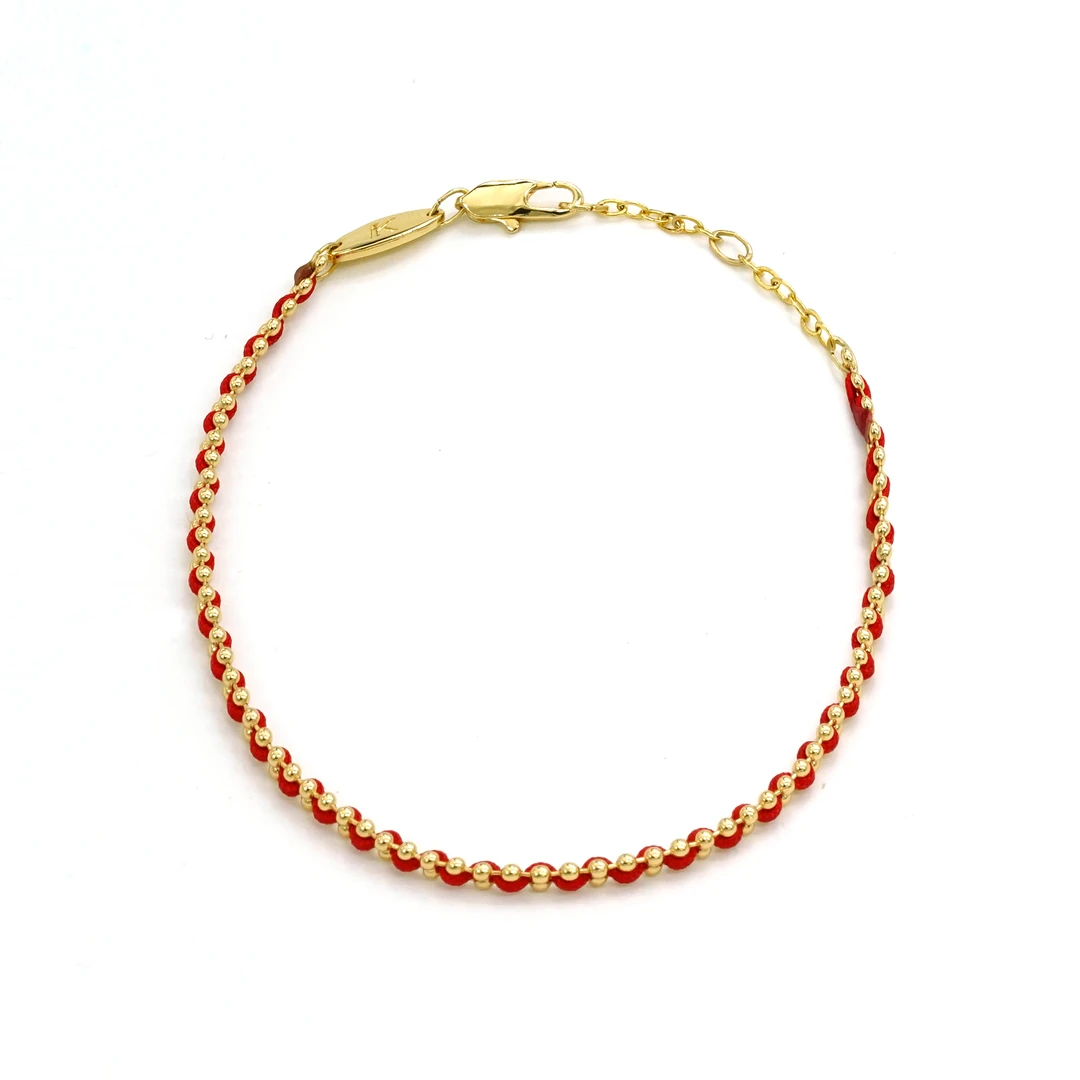 铜合金锦纶手链  七夕礼物流金岁月红绳平安喜乐时尚高级感礼物