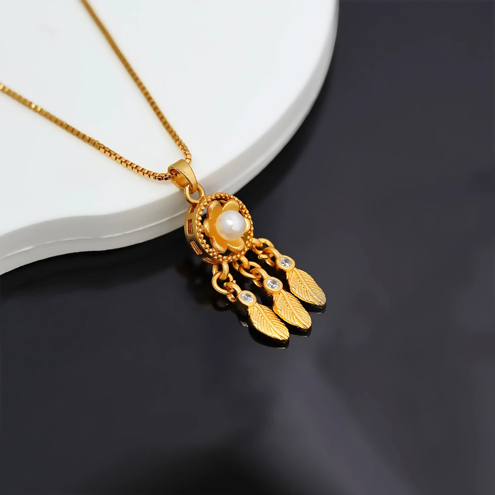 铜合金项链 铺梦网 轻奢古风网红金色精致锁骨链